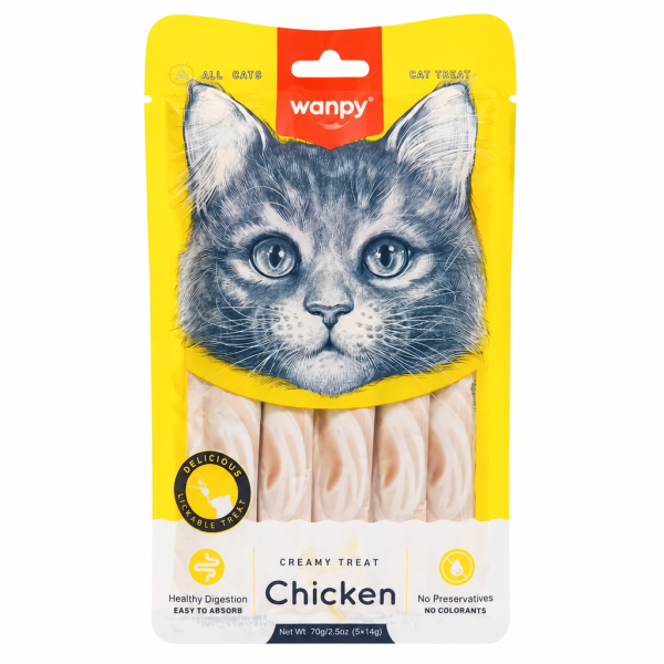 تشویقی بستنی گربه ونپی مدل Chicken طعم مرغ بسته ۵ عددی