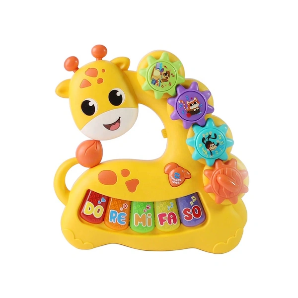 ارگ موزیکال چراغ دار طرح زرافه با چرخ دهنده های دست ورزی اسباب بازی jialegu toys