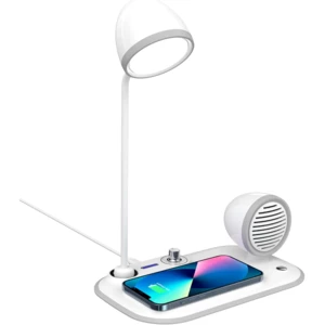 خرید چراغ مطالعه رومیزی اسپیکر دار به همراه شارژر وایرلس 15 وات