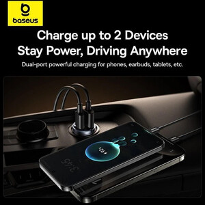 شارژر فندکی فست شارژ ماشین یواس‌بی و تایپ‌سی بیسوس