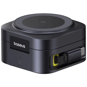 فروش شارژر بی‌سیم مگنتی تاشو رومیزی 15وات و پایه نگهدارنده موبایل بیسوس با کابل تایپ سی جمع شونده