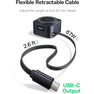 بهترین شارژر بی‌سیم مگنتی تاشو رومیزی 15وات و پایه نگهدارنده موبایل بیسوس با کابل تایپ سی جمع شونده