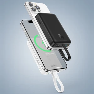 خرید شارژر همراه بی سیم مگ سیف فست شارژ بیسوس با کابل متصل تایپ سی