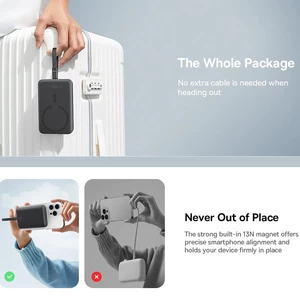 شارژر همراه بی سیم مگ سیف فست شارژ بیسوس با کابل متصل تایپ سی