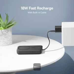 شارژر همراه بی سیم مگ سیف فست شارژ بیسوس با کابل متصل تایپ سی