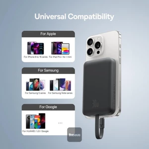 شارژر همراه بی سیم مگ سیف فست شارژ بیسوس با کابل متصل تایپ سی