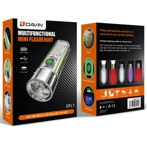 مینی چراغ قوه شارژی ضدآب با نور فرابنفش داوین