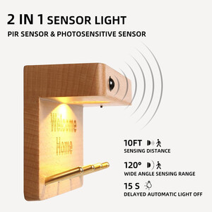 فروش جاکلیدی دیواری چوبی مغناطیسی به همراه سنسور نور