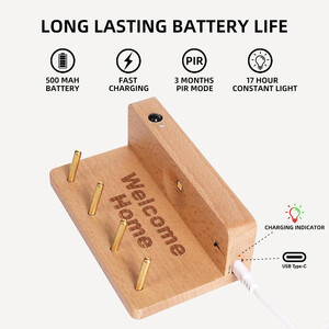 فروش جاکلیدی دیواری چوبی مغناطیسی به همراه سنسور نور