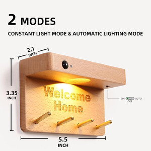 فروش جاکلیدی دیواری چوبی مغناطیسی به همراه سنسور نور