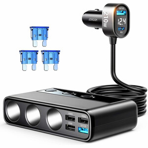 شارژر فندکی فست شارژ ماشین 210 وات تایپ‌سی و یو‌اس‌بی جویرم JR-CL06