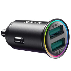 شارژر فندکی فست شارژ ماشین دو پورت یو‌اس‌بی 24 وات جویروم