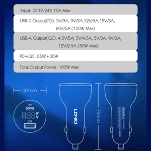 قیمت شارژر فندکی 100 وات الدینیو