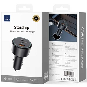 شارژر فندکی فست شارژ ماشین تایپ‌سی 200 وات ویوو