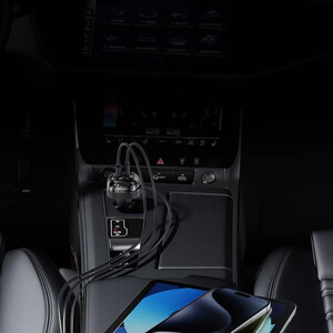 قیمت شارژر فندکی دو پورت پورودو با کابل تایپ سی جمع‌شونده به طول 80 سانتی‌متر