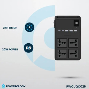 خرید چند راهی و محافظ برق 2500 وات سوکت، یو اس بی و تایپ سی پاورولوژی