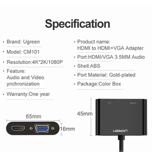 Ugreen HDMI to VGA + HDMI Converter