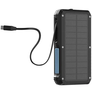 پاوربانک خورشیدی 27000 میلی‌آمپرساعت، تایپ‌سی و یواس‌بی، چراغ قوه پاورولوژی  PP077 PPBCHA77 همراه با کابل تایپ‌سی متصل