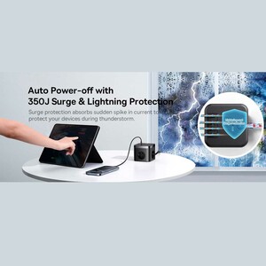 چندراهی و محافظ برق سه سوکت 4000 وات و هاب شارژ 2 یو‌اس‌بی و 2 تایپ‌سی 30 وات بیسوس