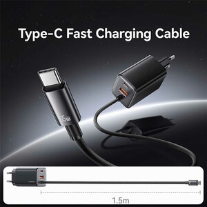 شارژر دیواری تایپ سی 65 وات و کابل شارژ تایپ سی یوسامز