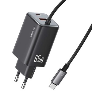 شارژر دیواری تایپ سی 65 وات و کابل شارژ تایپ سی یوسامز  CC266 PD65W