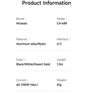 کابل شارژ سریع تایپ سی هوآوی هانر سوپر شارژ مک دودو