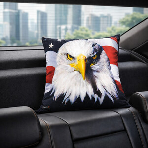 کوسن پشت شیشه خودرو تام کلین Tamclean طرح عقاب و پرچم سایز 35*35