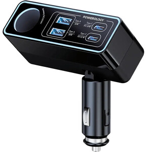 قیمت شارژر فندکی تایپ سی و یو اس بی خودرو 120 وات پاورولوژی