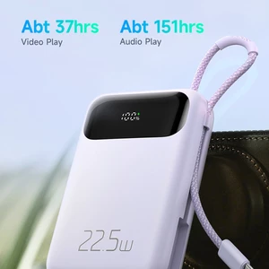 پاوربانک 10000 تایپ‌سی و یو اس بی توان 22.5 وات مک‌دودو با کابل تایپ‌سی متصل و نمایشگر دیجیتالی