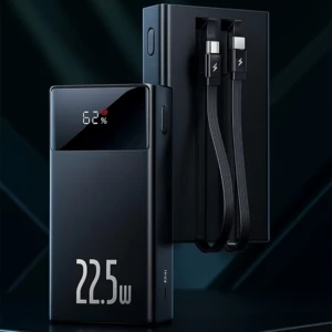 قیمت پاوربانک 20000 میلی‌آمپر یو اس بی و تایپ سی با کابل تایپ‌سی و لایتنینگ 22.5 وات بیسوس