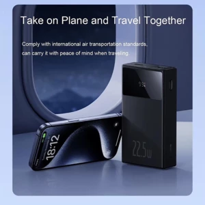 خرید پاوربانک 20000 میلی‌آمپر یو اس بی و تایپ سی با کابل تایپ‌سی و لایتنینگ 22.5 وات بیسوس