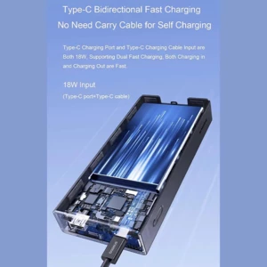 قیمت پاوربانک 20000 میلی‌آمپر یو اس بی و تایپ سی با کابل تایپ‌سی و لایتنینگ 22.5 وات بیسوس