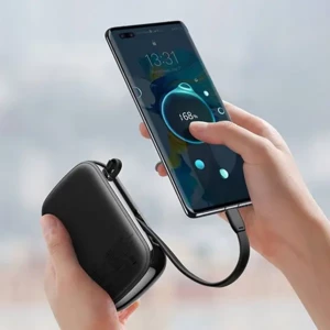 کیفیت پاور بانک سریع 10000بیسوس با کابل متصل تایپ سی