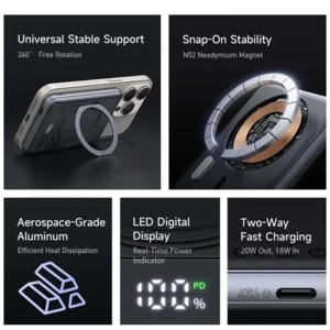 کیفیت پاور بانک وایرلس مگنتی 20 وات 5000  مک دودو