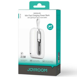 پاوربانک مینی 10000 میلی‌آمپر لایتنینگ و تایپ‌سی  22.5 وات جوی روم