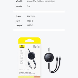 قیمت کابل فست‌شارژ دو سر تایپ سی بیسوس