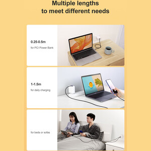 کابل فست شارژ تایپ‌سی به تایپ‌سی و انتقال دیتا یک متری یوگرین