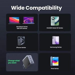 شارژر دیواری تایپ سی و یو‌اس‌بی 65 وات یوگرین