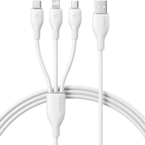 کابل سفید یو اس بی به لایتنینگ، میکرو یو اس بی و تایپ سی بیسوس