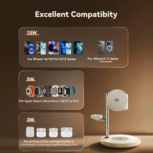 فروش شارژر وایرلس گوشی، اپل واچ و ایرپادز 4 کاره جویروم