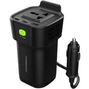 اینورتر و شارژر فندکی فست شارژ ماشین تایپ سی و یو اس بی 150 وات پاورولوژی P150INVBK