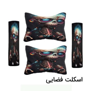پشت گردنی صندلی خودرو  به همراه روکش کمربند طرح فانتزی بسته چهار عددی