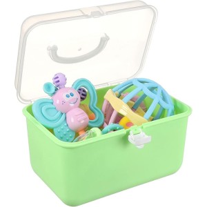 ست جغجغه و دندانگیر نوزادی7 عددی مدل صندوقی سایز بزرگ Baby Rattle