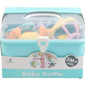 ست جغجغه و دندانگیر نوزادی7 عددی مدل صندوقی سایز بزرگ Baby Rattle