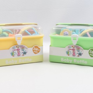 ست جغجغه و دندانگیر نوزادی7 عددی مدل صندوقی سایز بزرگ Baby Rattle