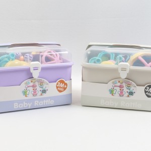 ست جغجغه و دندانگیر نوزادی7 عددی مدل صندوقی سایز بزرگ Baby Rattle