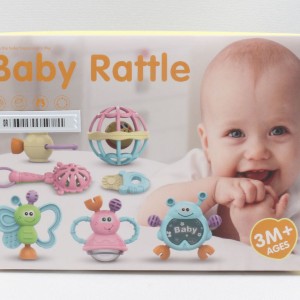 ست جغجغه و دندانگیر نوزادی7 عددی مدل صندوقی سایز بزرگ Baby Rattle