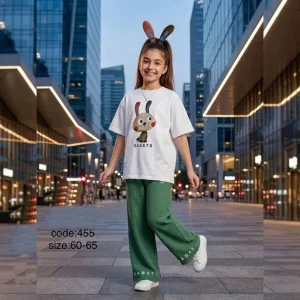 ست تیشرت و شلوار دخترانه مدل خرگوش زبل کد001 رنگبندی مطابق تصویر