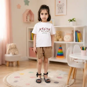 ست تیشرت و شلوارک دخترانه مدل هلیا کد003 رنگبندی مطابق تصویر