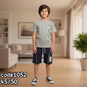 ست تیشرت و شلوارک پسرانه مدل طاها کد001، رنگبندی مطابق تصویر